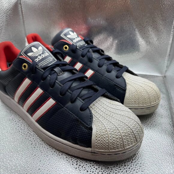 Size 13 Adidas Superstar Perforated Multicolor Mens Low Top Sneaker Shoes C76022 - Picture 3 of 9